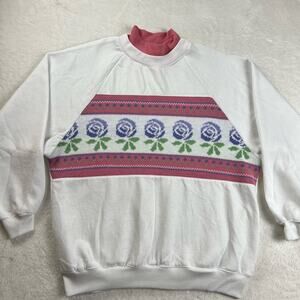 Steppingstones Vintage Women's Sweatshirt Purple Knitted Floral Size Large